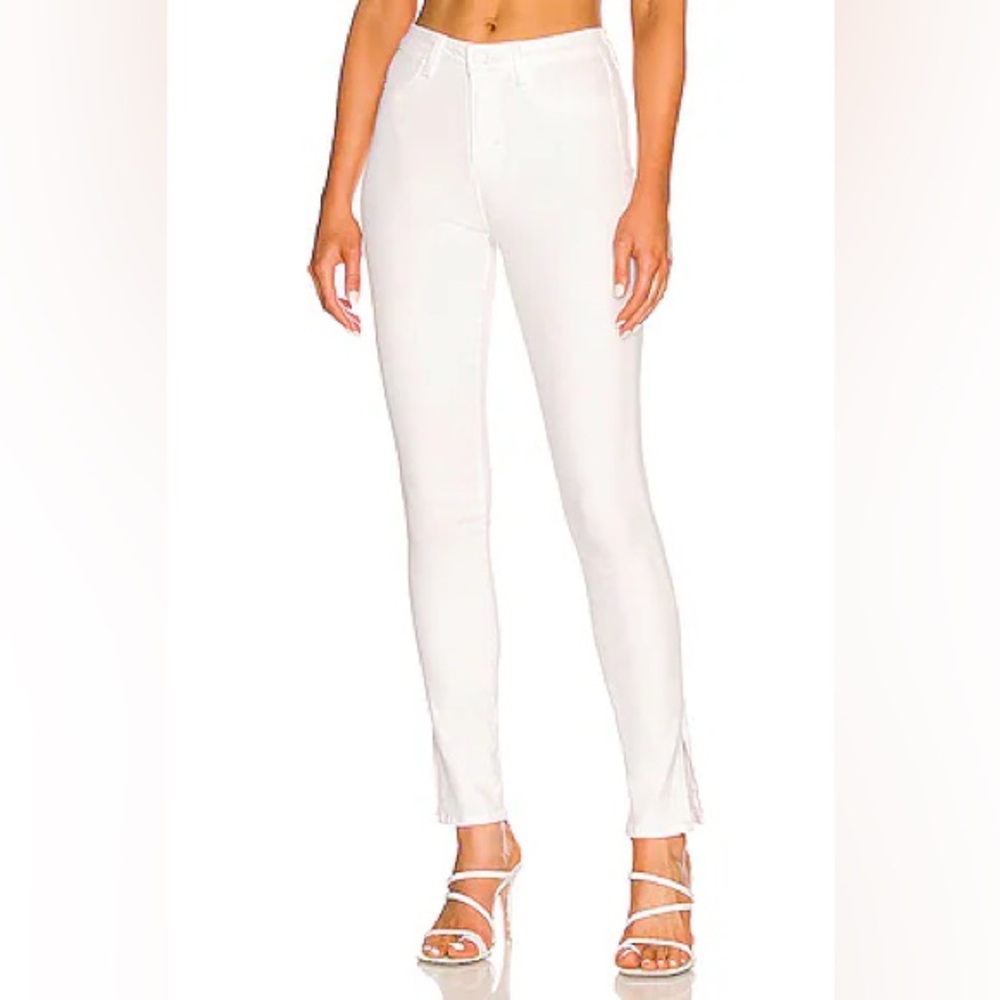 L’AGENCE Josie High Rise Skinny Split Side Hem White Jeans size 28